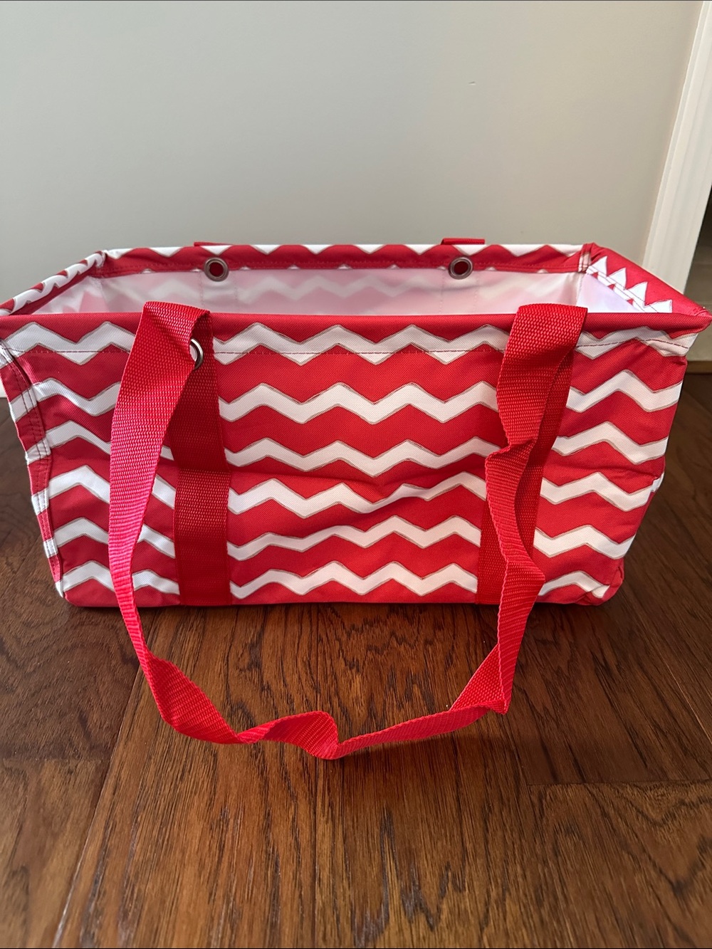 Thirty one Red Chevron Tote Bag with Long Handles